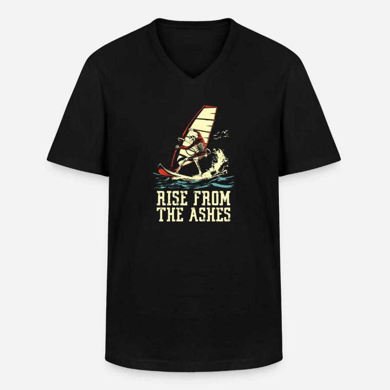 Windsurfen Windsurfer Skelett - Männer-T-Shirt mit V-Ausschnitt - Schwarz