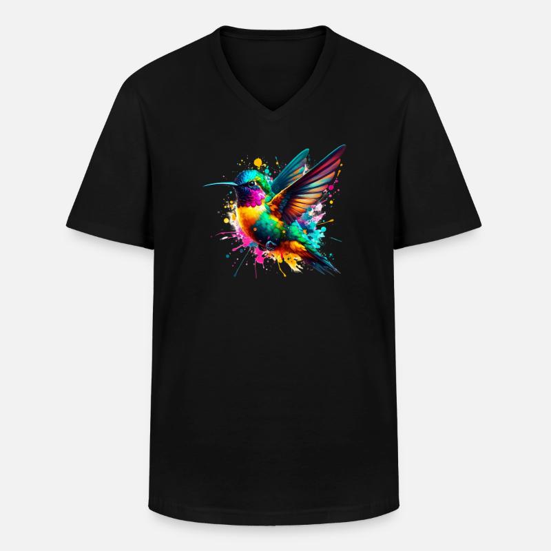 Kolibri - Männer-T-Shirt mit V-Ausschnitt - Schwarz