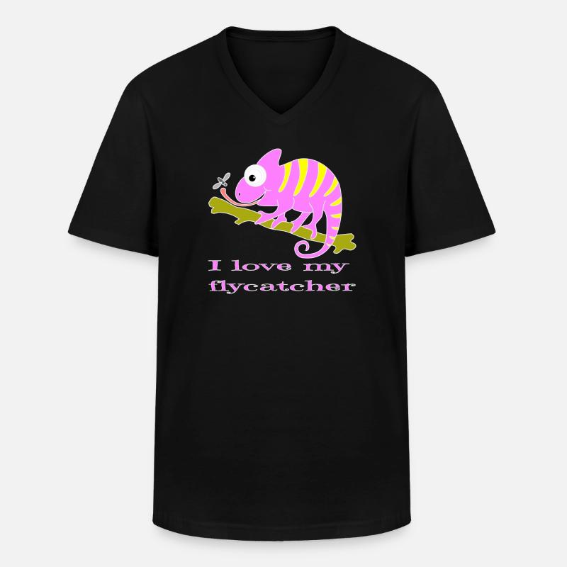 Chamaeleon tier - Männer-T-Shirt mit V-Ausschnitt - Schwarz