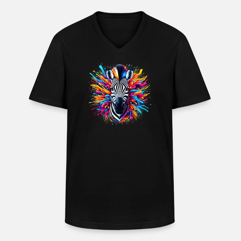 Zebra - Männer-T-Shirt mit V-Ausschnitt - Schwarz