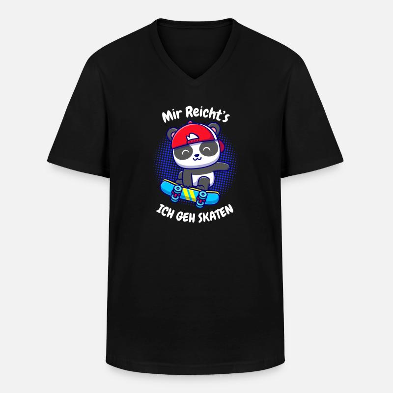 Kleiner Panda auf Skateboard - Männer-T-Shirt mit V-Ausschnitt - Schwarz