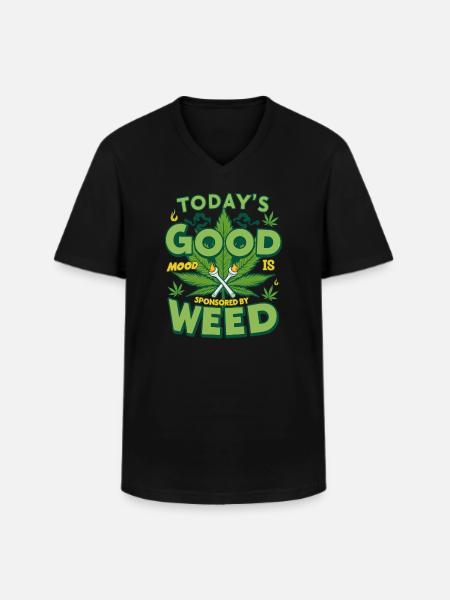 Good Mood Weed - Men's V-Neck T-Shirt - black