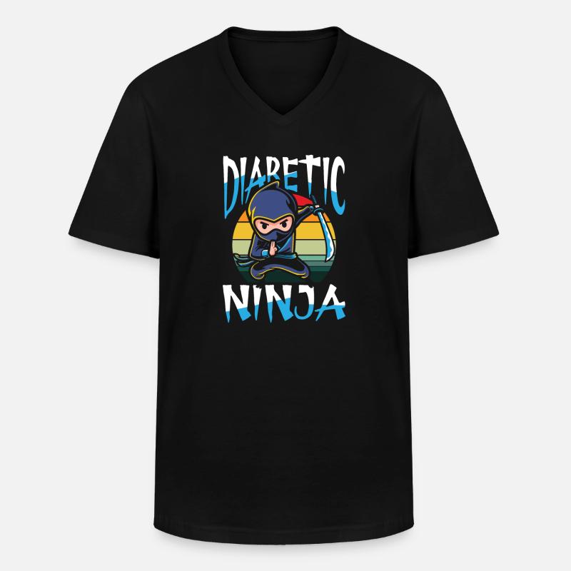 Diabetic ninja - Männer-T-Shirt mit V-Ausschnitt - Schwarz