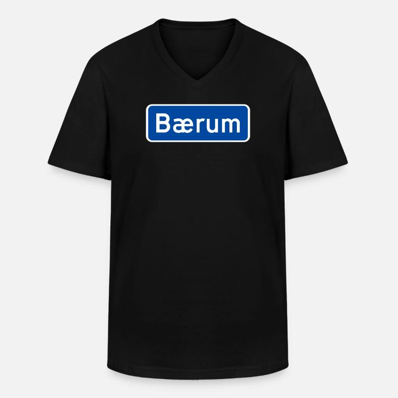 Bærum - Männer-T-Shirt mit V-Ausschnitt - Schwarz