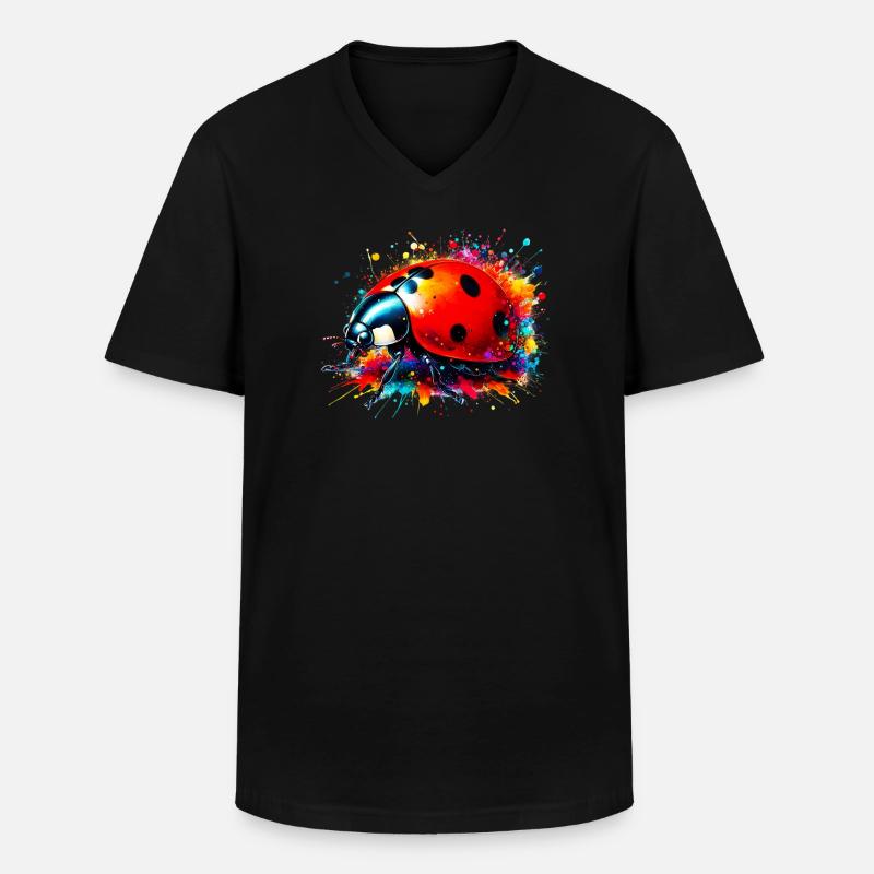 Marienkäfer - Männer-T-Shirt mit V-Ausschnitt - Schwarz
