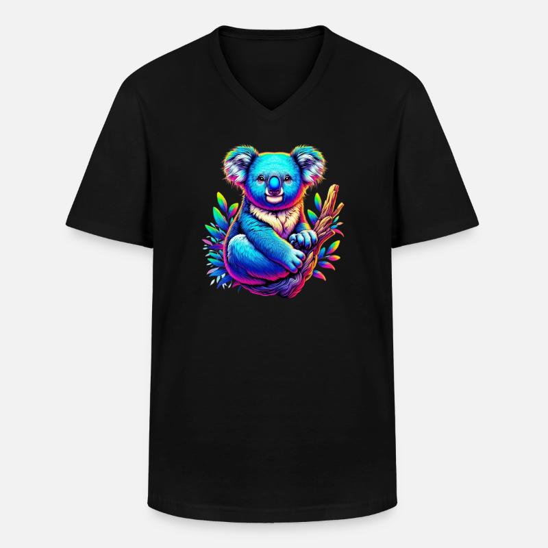 Koala - Männer-T-Shirt mit V-Ausschnitt - Schwarz