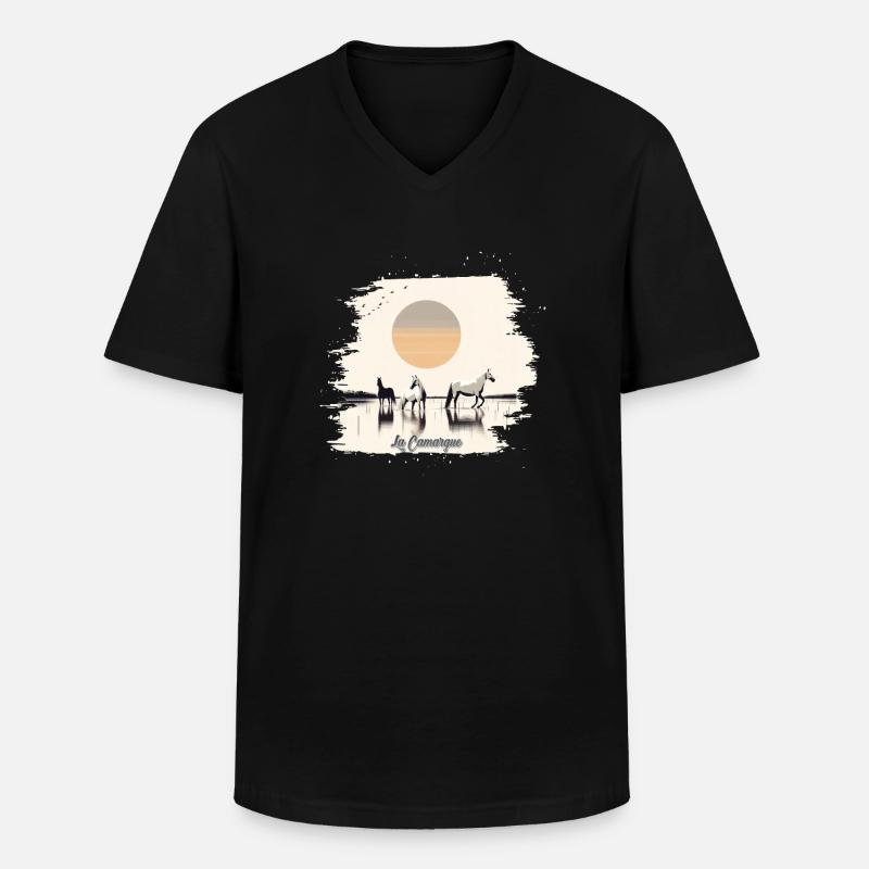 Die Camargue - Männer-T-Shirt mit V-Ausschnitt - Schwarz