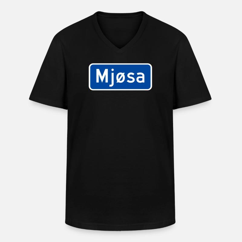 Der Mjøsa-See - Männer-T-Shirt mit V-Ausschnitt - Schwarz