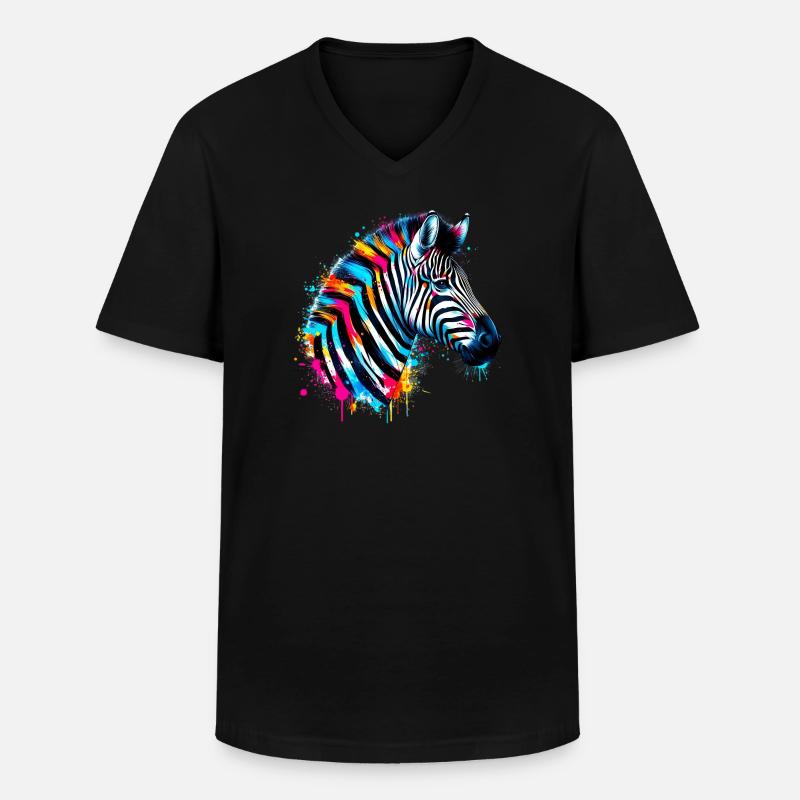 Zebra - Men's V-Neck T-Shirt - black