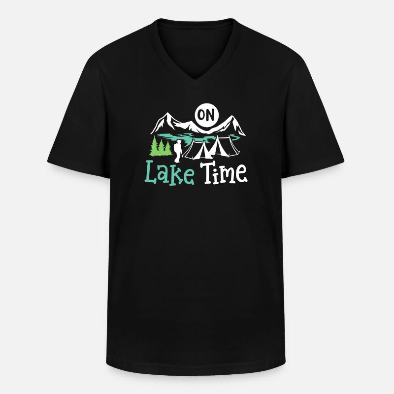 See Camping Zelten - Männer-T-Shirt mit V-Ausschnitt - Schwarz