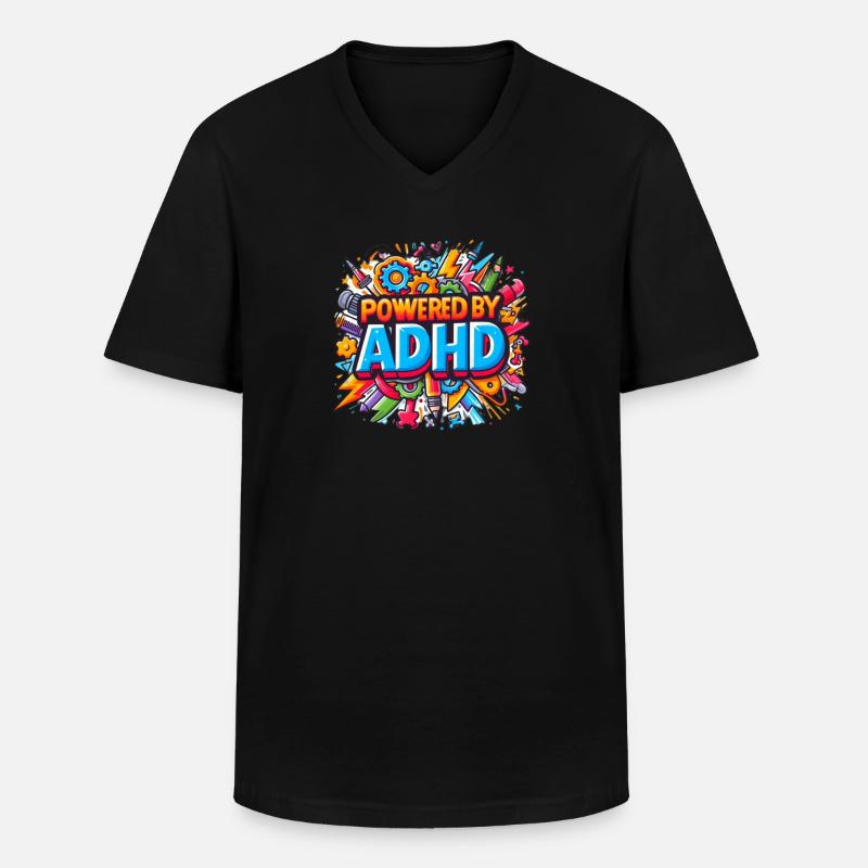 ADHS - Männer-T-Shirt mit V-Ausschnitt - Schwarz