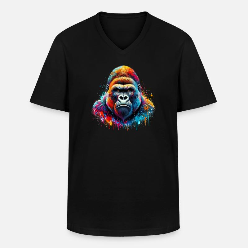 Gorilla - Männer-T-Shirt mit V-Ausschnitt - Schwarz