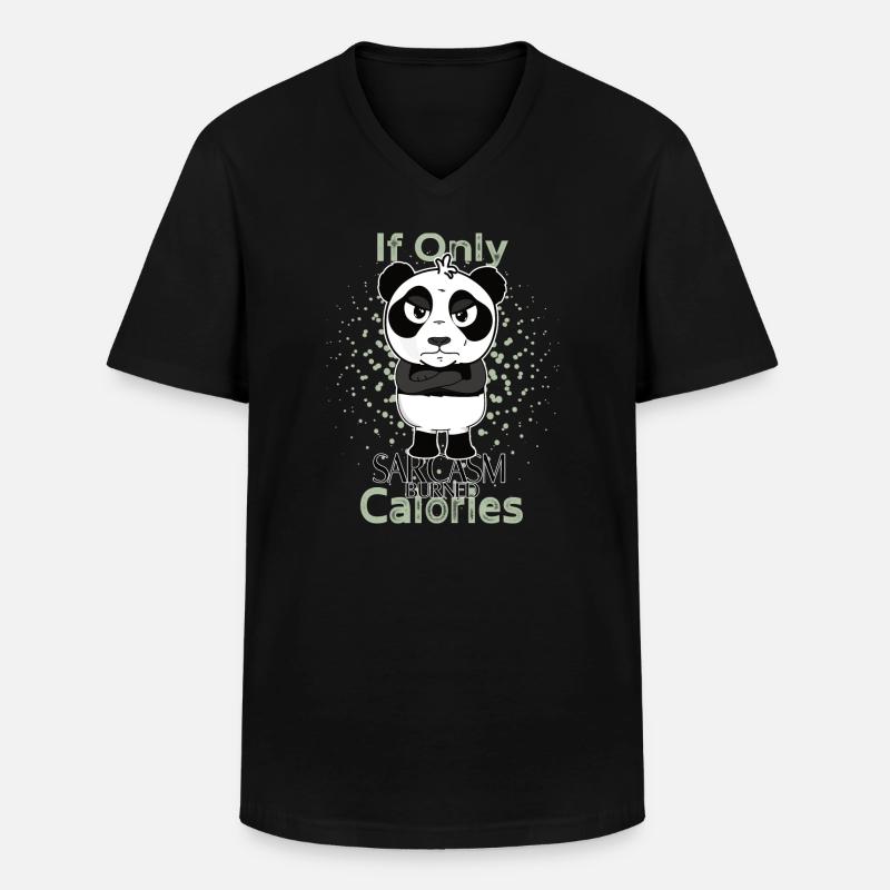 Sarcasm burned calories funny panda - Männer-T-Shirt mit V-Ausschnitt - Schwarz