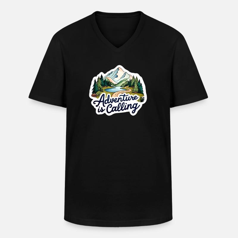 Adventure Is Calling Illustration Design - Männer-T-Shirt mit V-Ausschnitt - Schwarz