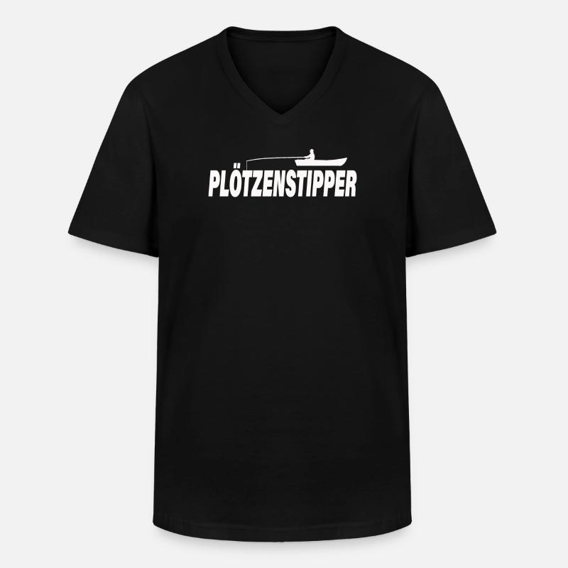 PLÖTZENSTIPPER - Männer-T-Shirt mit V-Ausschnitt - Schwarz