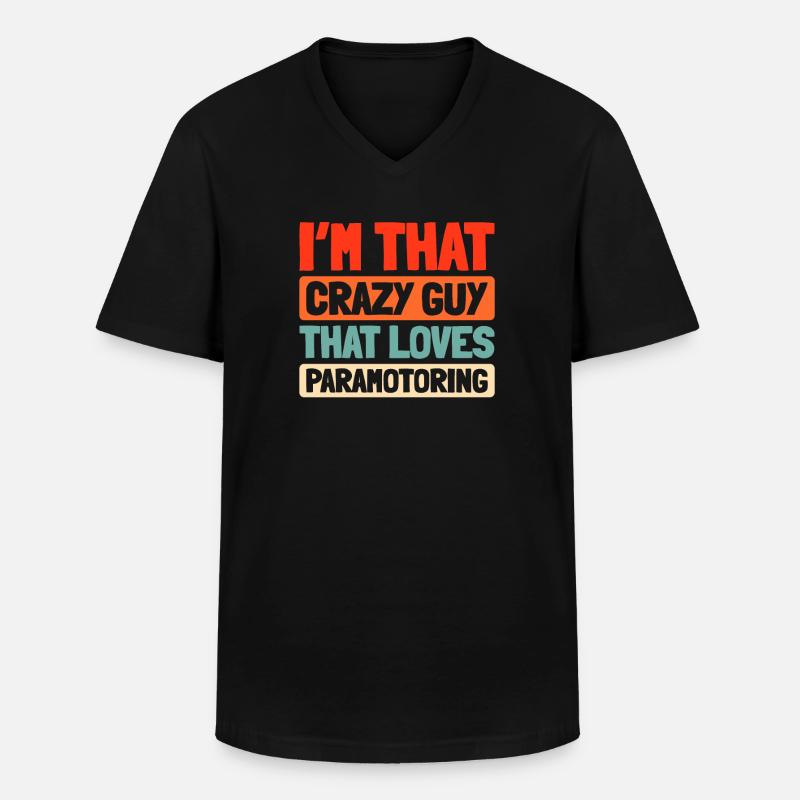 Paramotor Gleitschirmfliegen - Männer-T-Shirt mit V-Ausschnitt - Schwarz