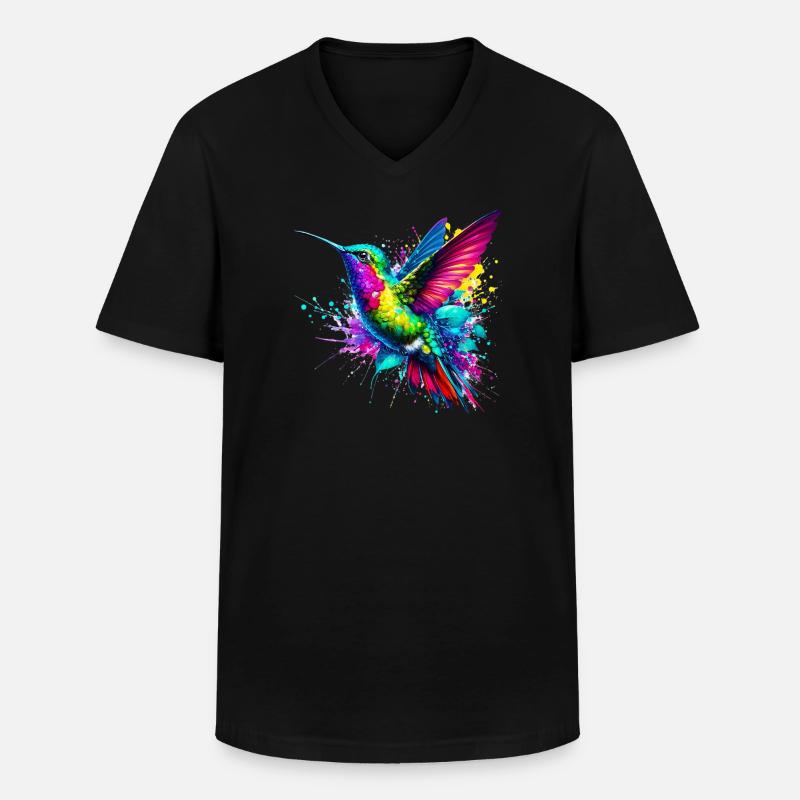 Kolibri - Männer-T-Shirt mit V-Ausschnitt - Schwarz