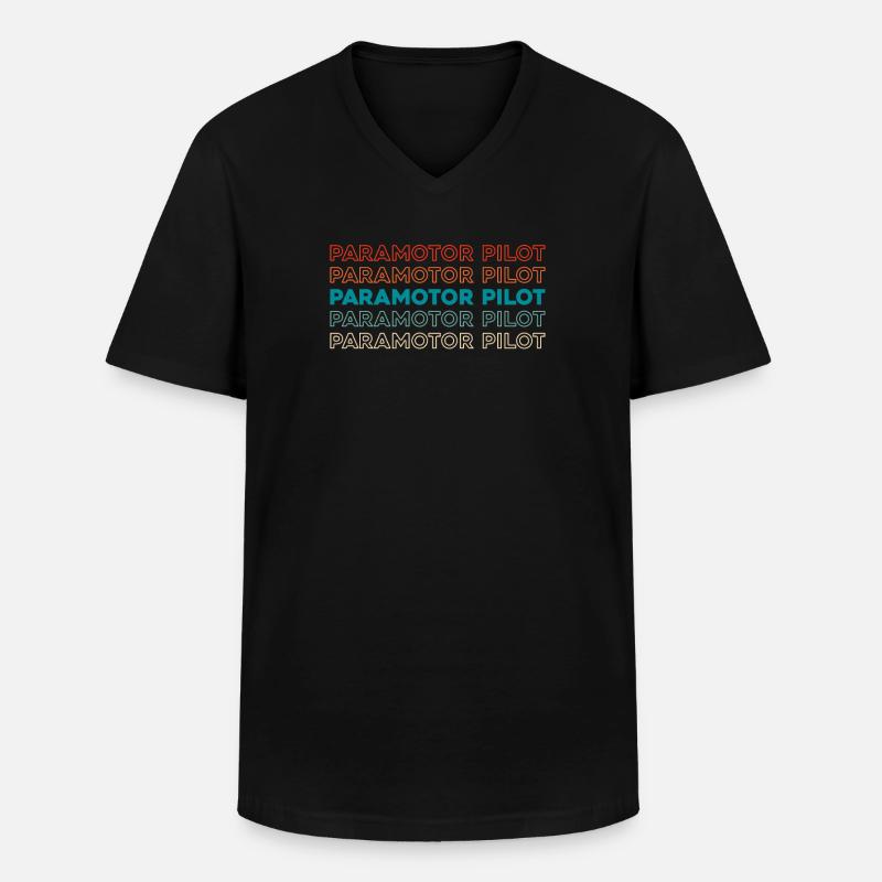 Paramotor Gleitschirmfliegen - Männer-T-Shirt mit V-Ausschnitt - Schwarz