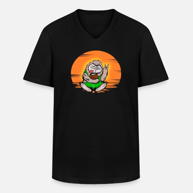 Faultier - Männer-T-Shirt mit V-Ausschnitt - Schwarz