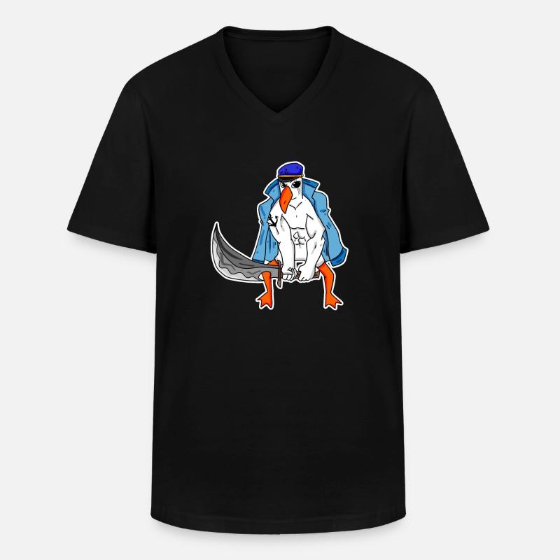 Möwe Muskeln - Männer-T-Shirt mit V-Ausschnitt - Schwarz