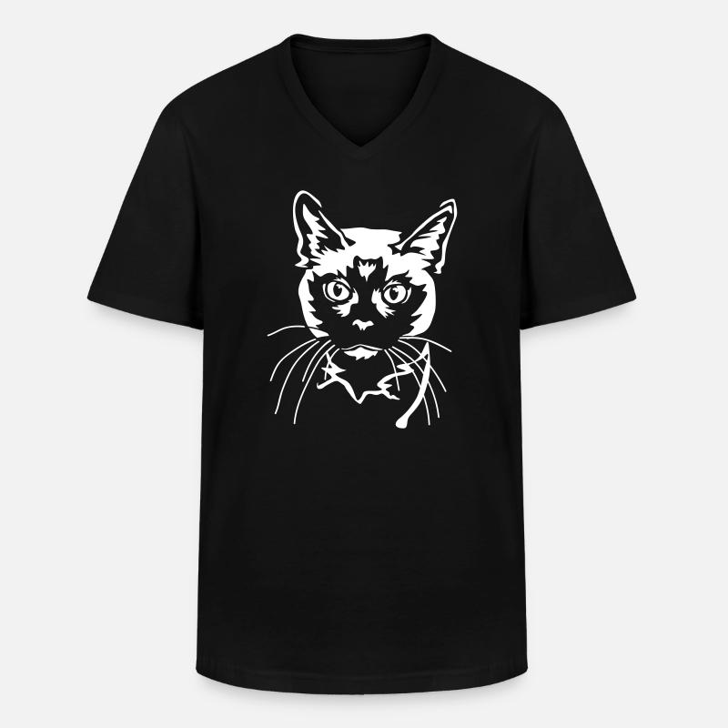 Siamkatze "Black Edition" - Männer-T-Shirt mit V-Ausschnitt - Schwarz