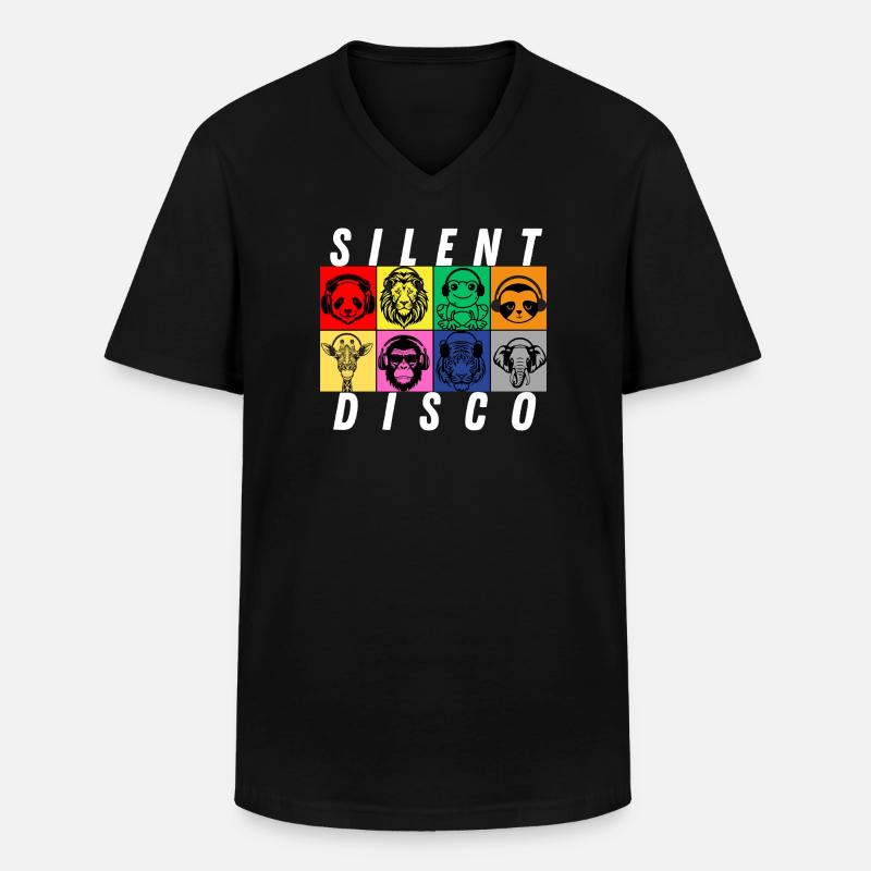 Stille Disco - Männer-T-Shirt mit V-Ausschnitt - Schwarz