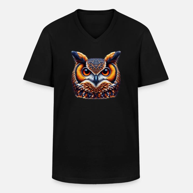 Eule - Männer-T-Shirt mit V-Ausschnitt - Schwarz