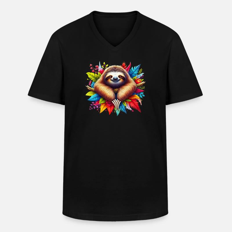 Faultier - Männer-T-Shirt mit V-Ausschnitt - Schwarz