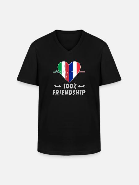 Italia e Francia 100% amicizia - Maglietta da uomo classica con scollo a V - nero