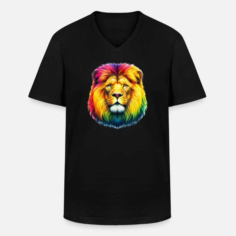Löwe - Männer-T-Shirt mit V-Ausschnitt - Schwarz