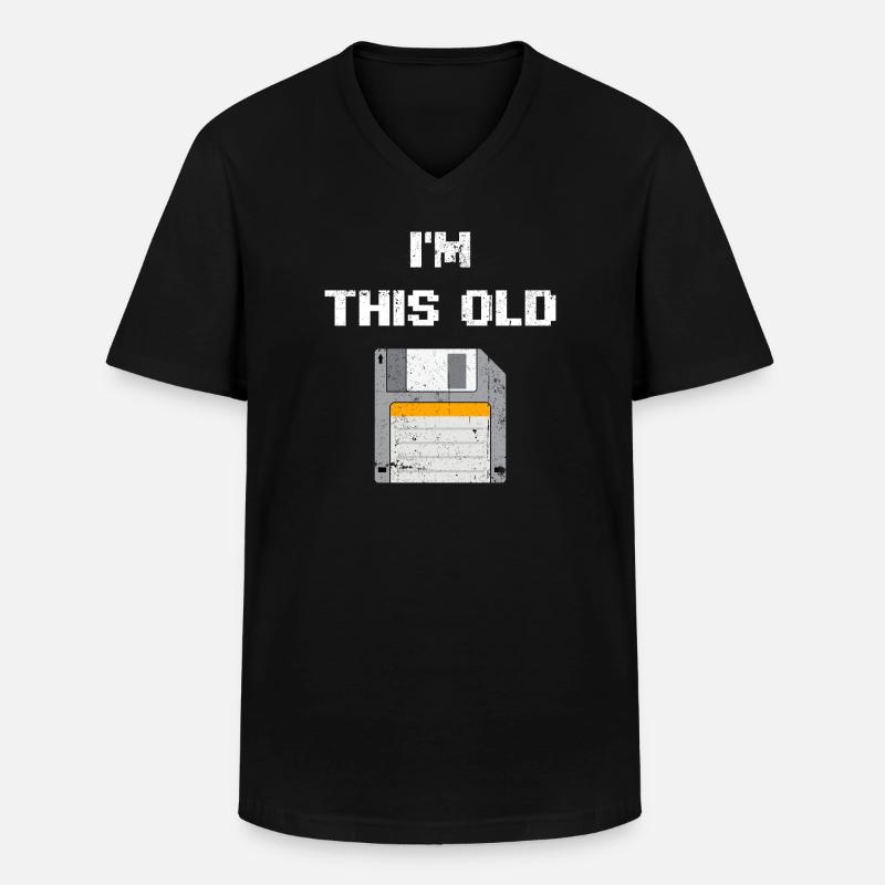 Retro Floppy Disk Era Tee - Men's V-Neck T-Shirt - black