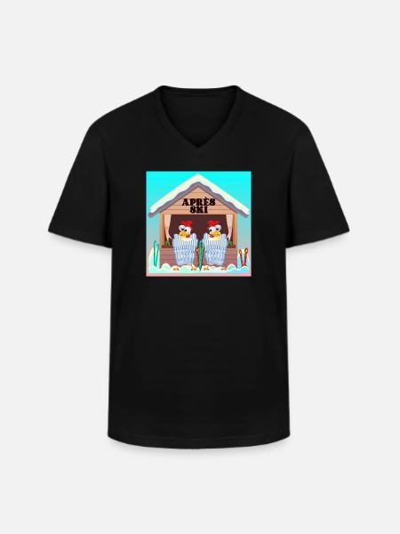 APRÈS SKI - WINTER CHICKEN POULTRY - Men's V-Neck T-Shirt - black