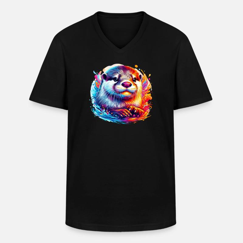 Otter - Männer-T-Shirt mit V-Ausschnitt - Schwarz
