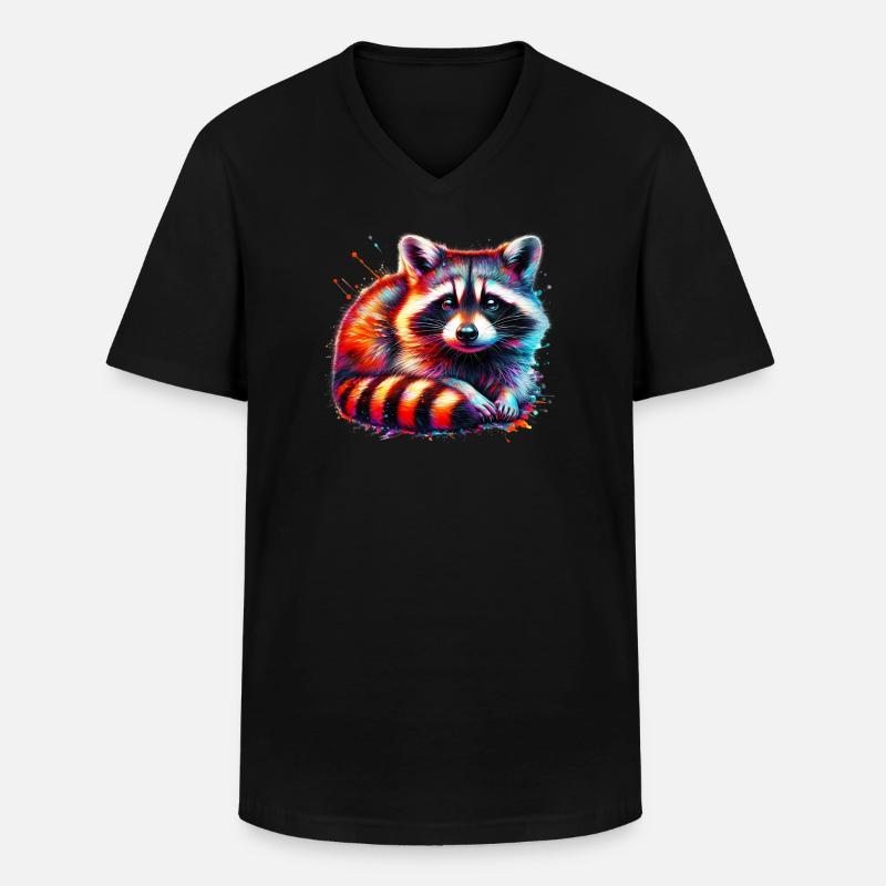 Waschbär - Männer-T-Shirt mit V-Ausschnitt - Schwarz