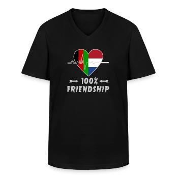 L'Afghanistan et les Pays-Bas : amitié à 100 % - T-shirt col V Homme - noir - Devant - AI Model Male 178 dark (178cm)