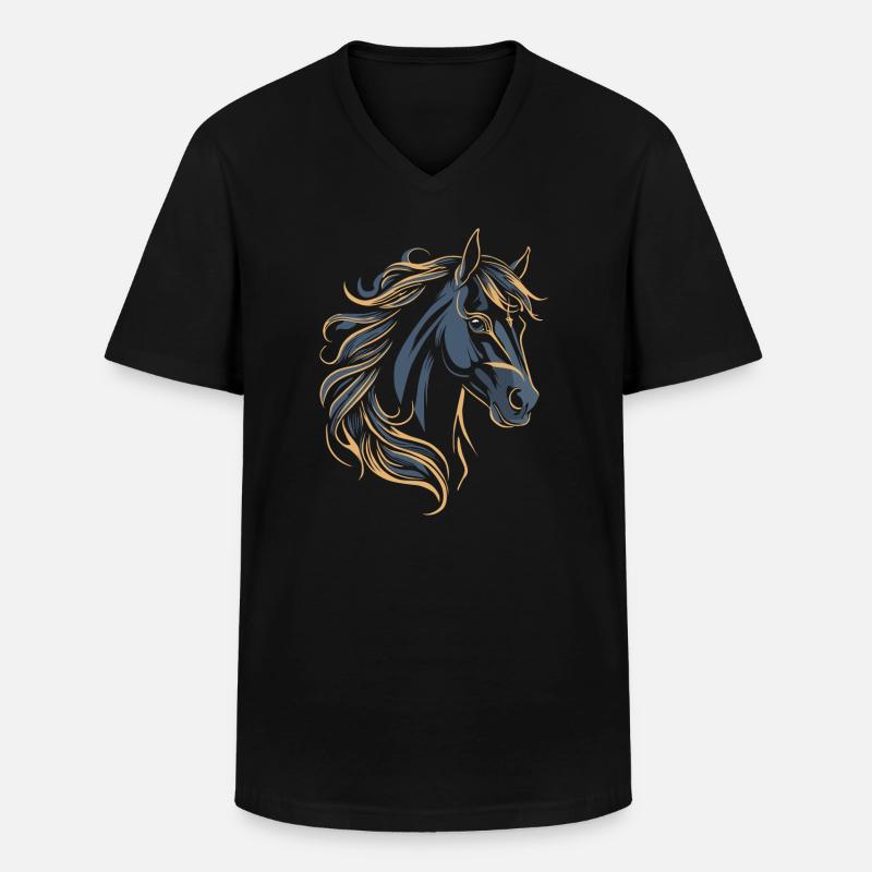 PFERD TATTOO FARBE - Männer-T-Shirt mit V-Ausschnitt - Schwarz