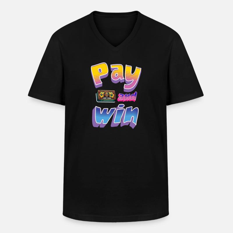 Play and Win Retro Design - Männer-T-Shirt mit V-Ausschnitt - Schwarz