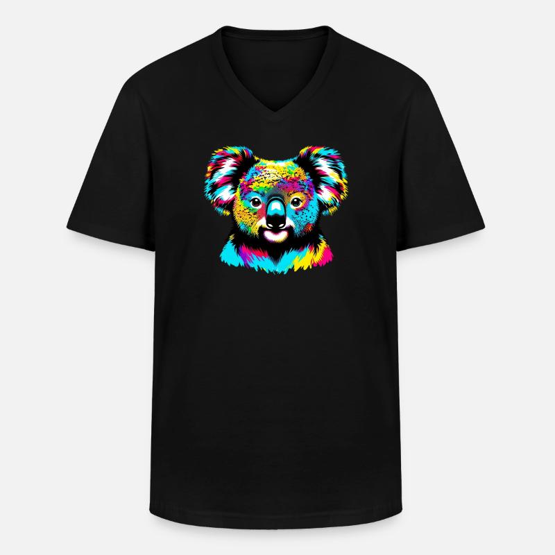 Koala - Männer-T-Shirt mit V-Ausschnitt - Schwarz