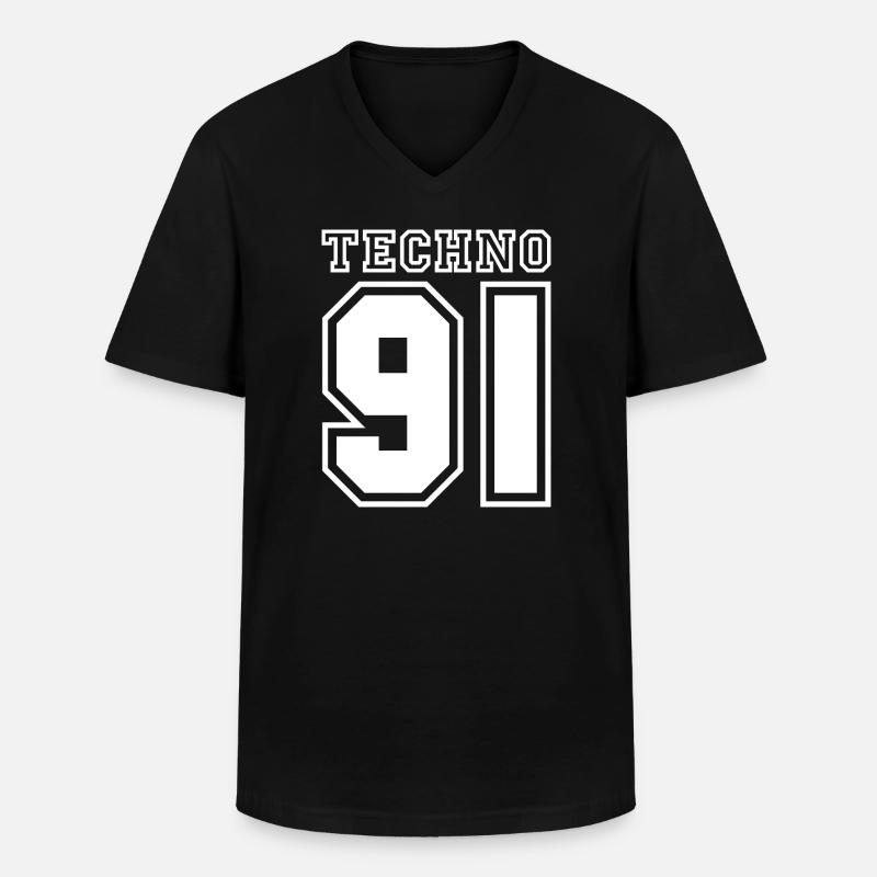 TECHNO 91 - Männer-T-Shirt mit V-Ausschnitt - Schwarz
