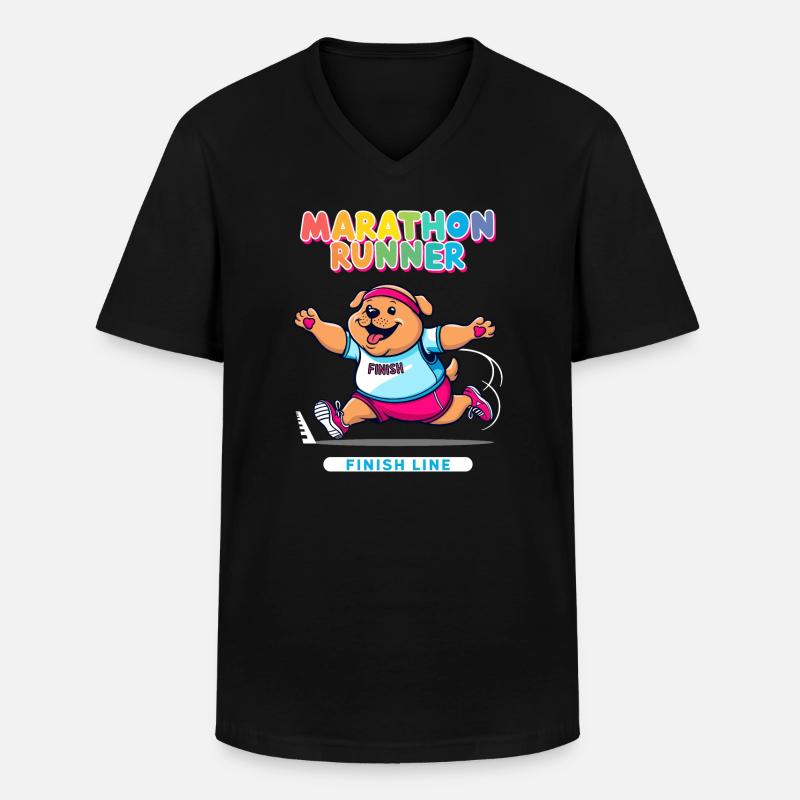 Hunde Marathonläufer - Männer-T-Shirt mit V-Ausschnitt - Schwarz