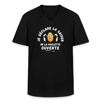 Raclette, Kartoffeln, Schmelzkäse - Männer-T-Shirt mit V-Ausschnitt - Schwarz - Vorne - AI Model Male 178 dark (178cm)