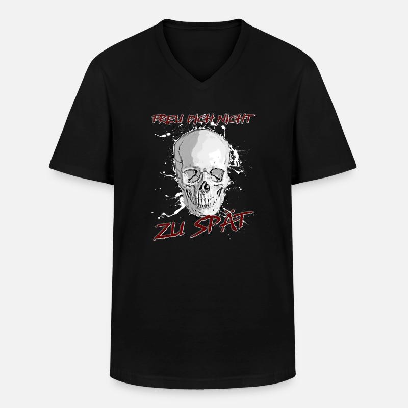 Freu Dich nicht zu spät - Männer-T-Shirt mit V-Ausschnitt - Schwarz