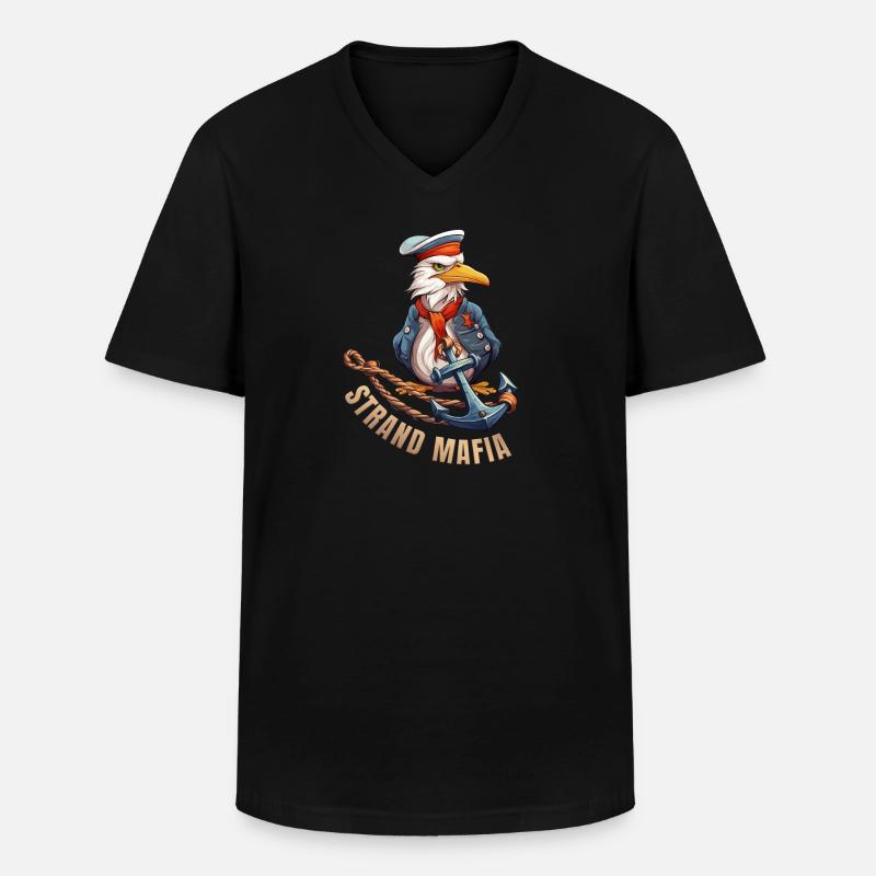 Seefahrer Adler mit Anker - Männer-T-Shirt mit V-Ausschnitt - Schwarz