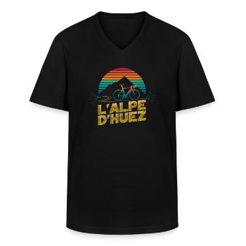 L’Alpe d’Huez Retro Cycling - T-shirt col V Homme - noir - Devant - AI Model Male 178 dark (178cm)