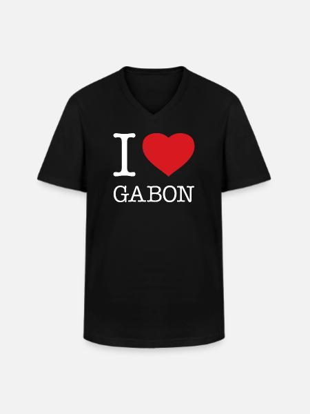 J’ADORE LE GABON - T-shirt col V Homme - noir