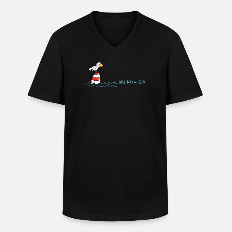 Drollige Möwe Will Meer Zeit - Männer-T-Shirt mit V-Ausschnitt - Schwarz