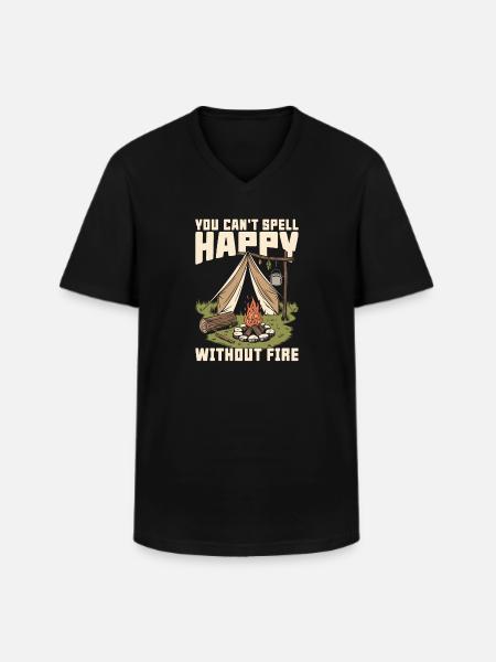 Bushcraft Camping - Men's V-Neck T-Shirt - black