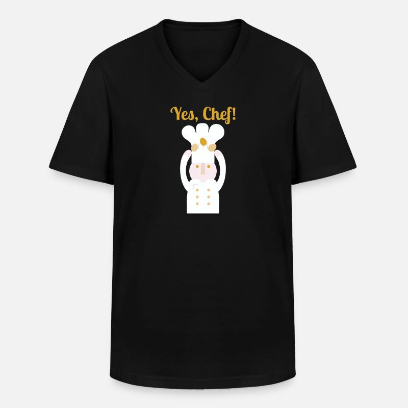 Ja, Chefkoch! l Text - Männer-T-Shirt mit V-Ausschnitt - Schwarz