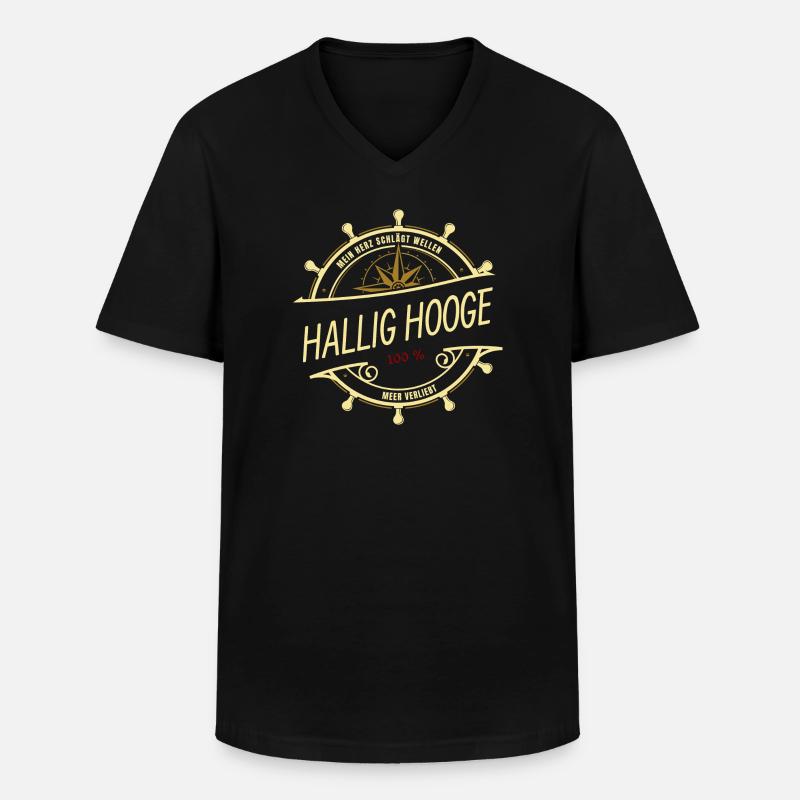 Hallig Hooge - Männer-T-Shirt mit V-Ausschnitt - Schwarz