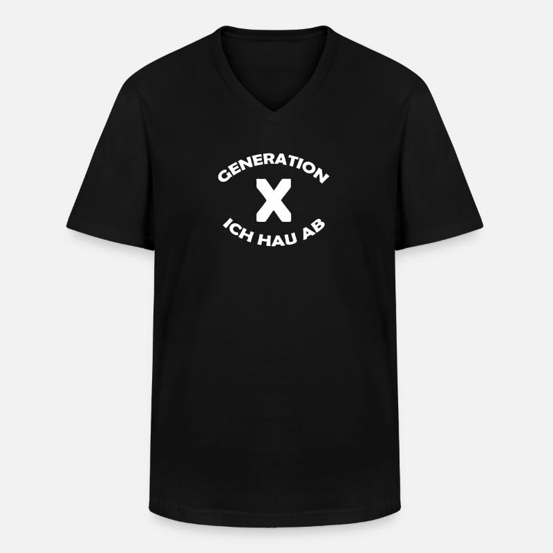 GENERATION X - Männer-T-Shirt mit V-Ausschnitt - Schwarz